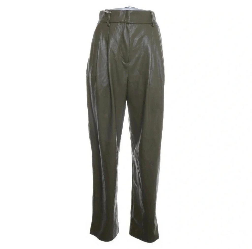 MSGM Mosgroene High Rise Vegan Leren Broek Maat 34 Nieuw!, Verzenden, Nieuw, Maat 34 (XS) of kleiner, Lang