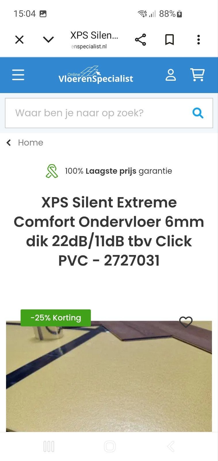 5 a 6m2 ondervloer voor pvc, laminaat of parket, Ophalen, Overige materialen, 30 cm of meer, 50 tot 150 cm