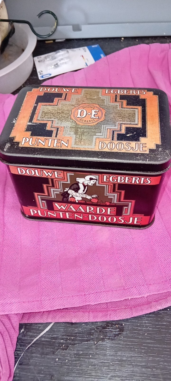 Douwe Egberts. Vintage waardepuntenblikje. Origineel, Ophalen of Verzenden, Gebruikt, Overige, Douwe Egberts