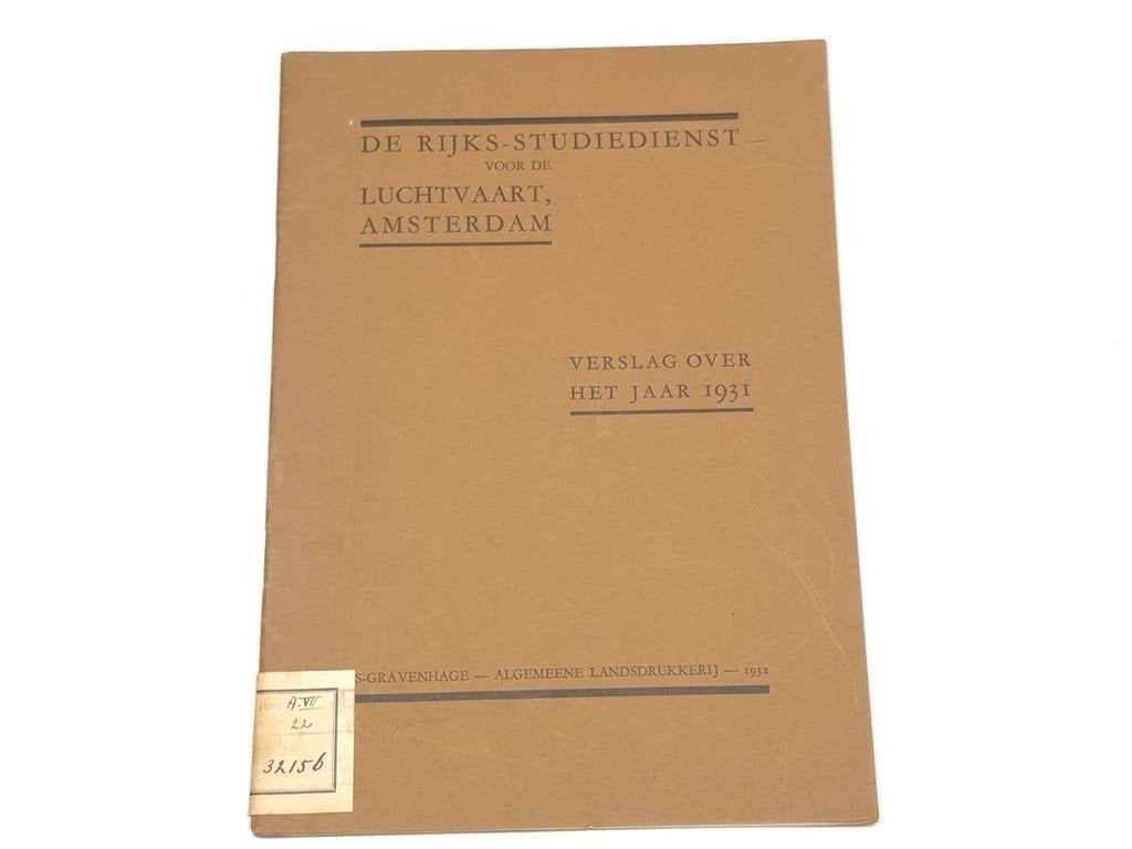 Rijks-Studiedienst Luchtvaart 1931 — Zeldzaam Verslag, Verzamelen, Gebruikt, Schaalmodel, -, -