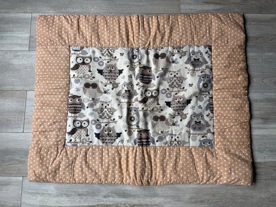 Boxkleed met uiltjesprint, Ophalen of Verzenden, Zo goed als nieuw, Beige, Deken