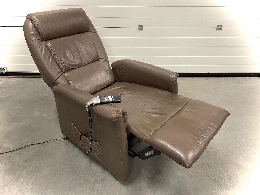 Elektrische relax zetel in leder - gebruikte staat, Ophalen, Gebruikt, 75 tot 100 cm, Leer