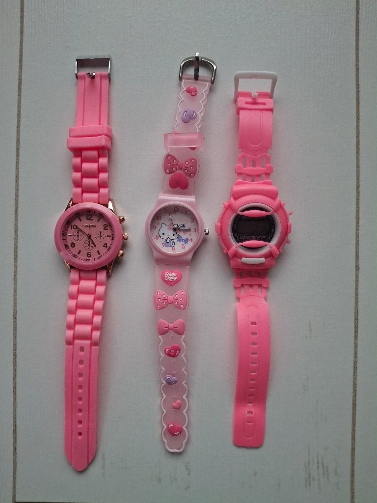 3 x NIEUW kinderhorloge meisje 3 voor 10.00 kleur Roze, Sieraden, Tassen en Uiterlijk, Horloges | Kinderen, Ophalen of Verzenden