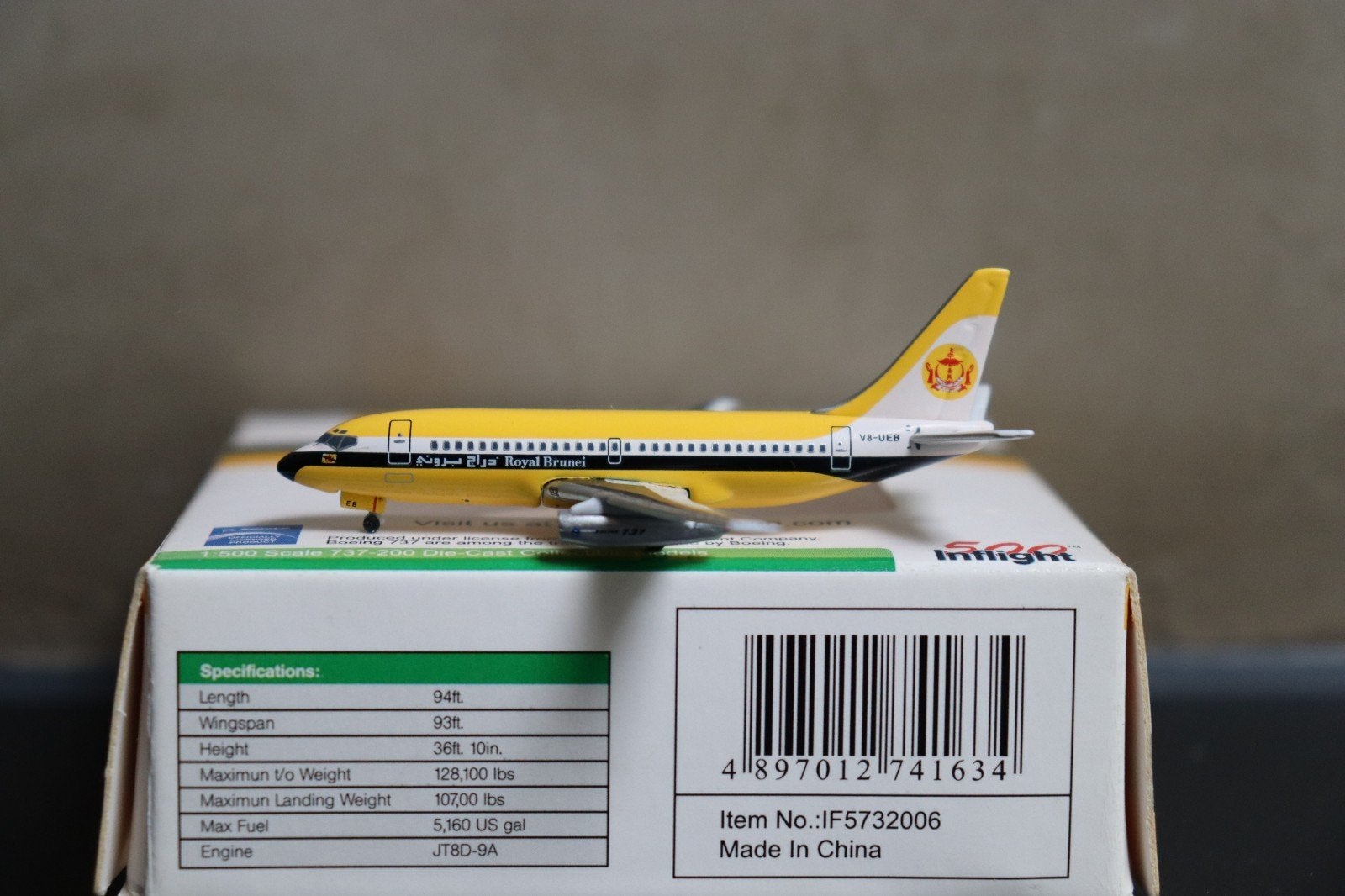 Inflight500 Boeing 737-200 Royal Brunei 1/500, Ophalen of Verzenden, Zo goed als nieuw, Schaalmodel