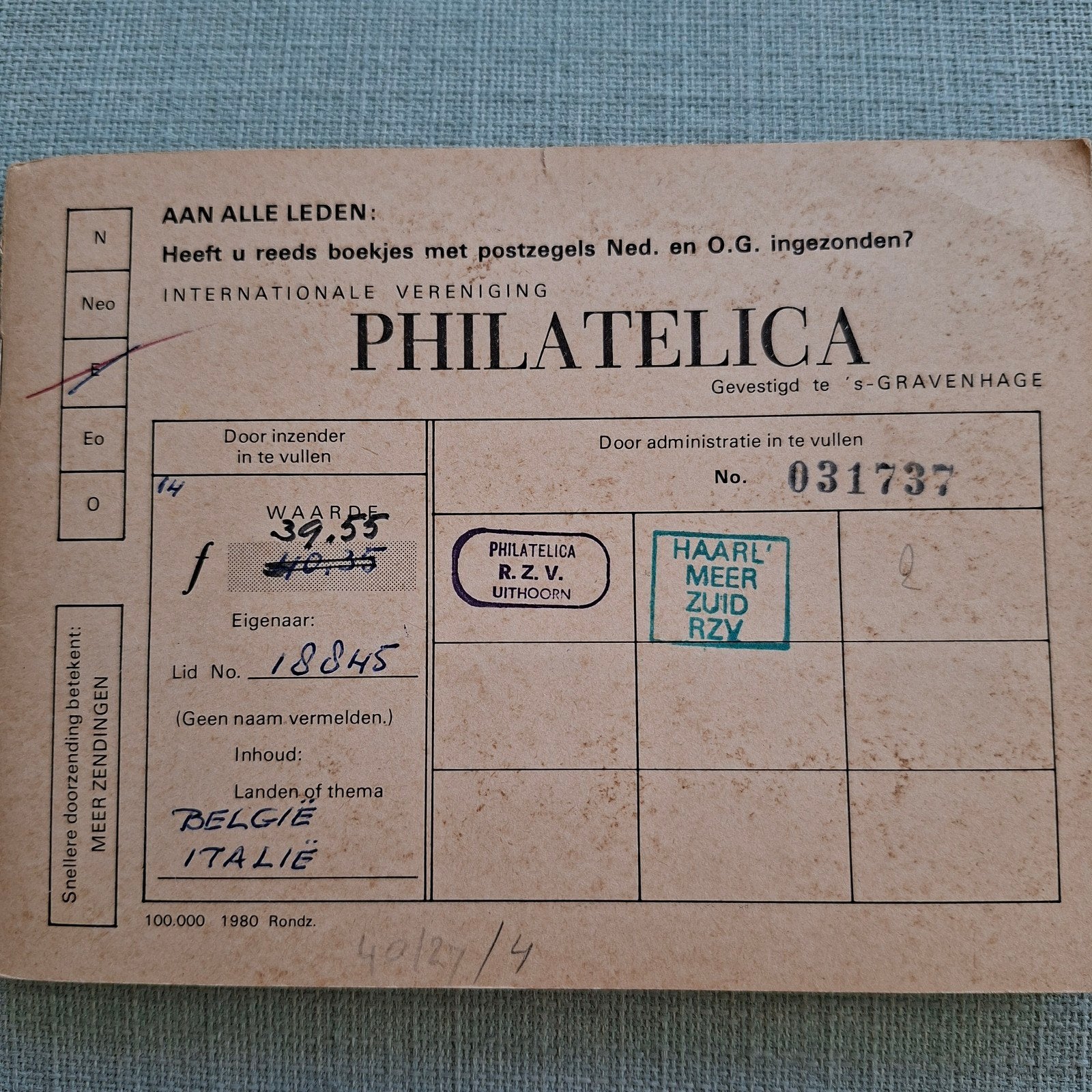 Postzegelboekje België en Italië - Philatelica, Met stempel, Frankeerzegel, Ophalen of Verzenden, Gestempeld