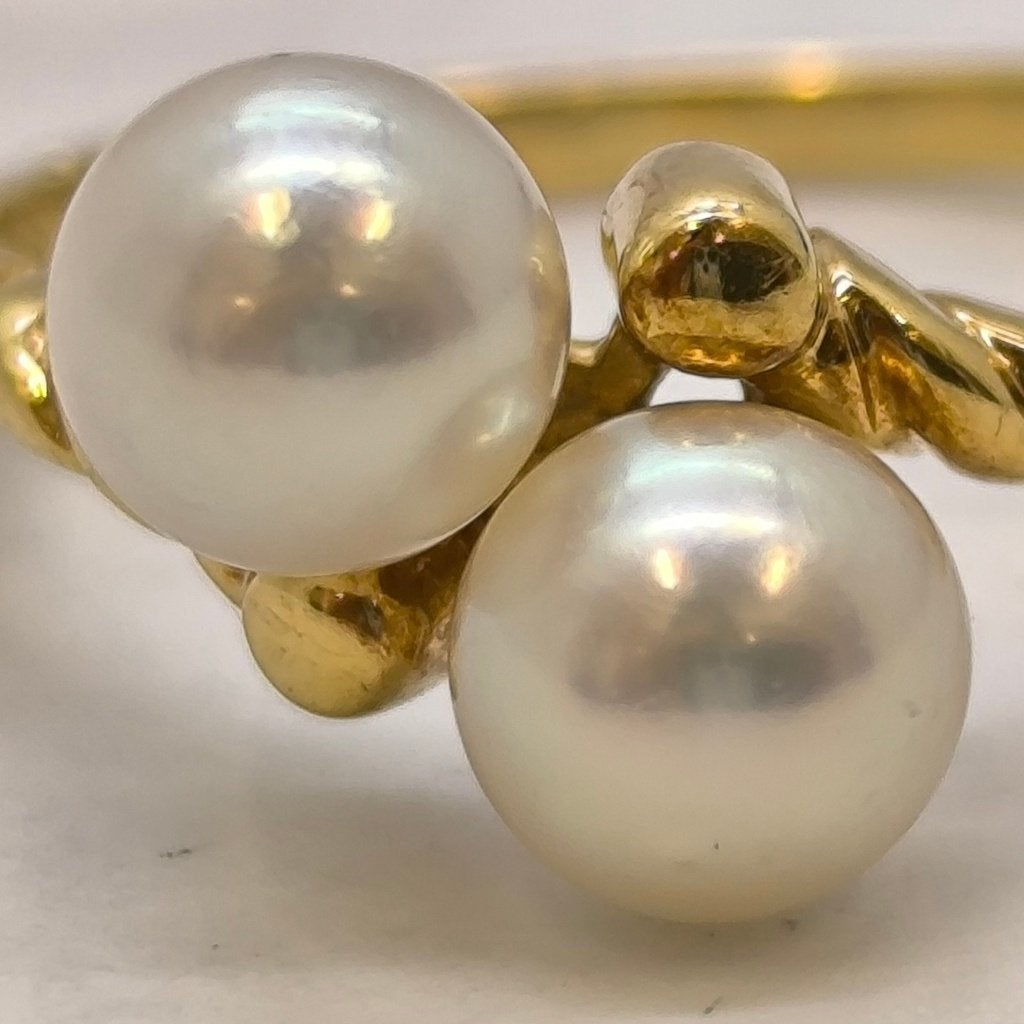 Mikomoto "Toi et Moi" 18K, Sieraden, Tassen en Uiterlijk, Ringen, Ophalen of Verzenden, Zo goed als nieuw, 17 tot 18, Dame