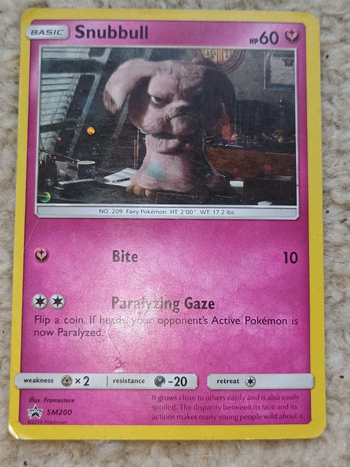 Snubbul holo sm200 pokemon kaart, Ophalen of Verzenden, Zo goed als nieuw, Losse kaart, Foil