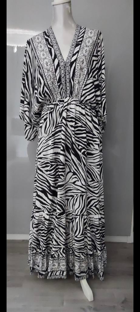 NIEUW   zwart /wit viscose  ibiza jurk maat 44, Wit, Maat 42/44 (L), Nieuw, Ophalen of Verzenden