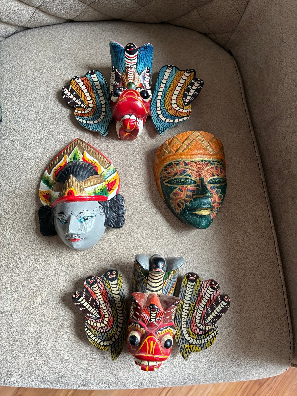 Prachtige handgemaakte Indonesische maskers, Hout, Masker, Handgemaakt, Ophalen of Verzenden