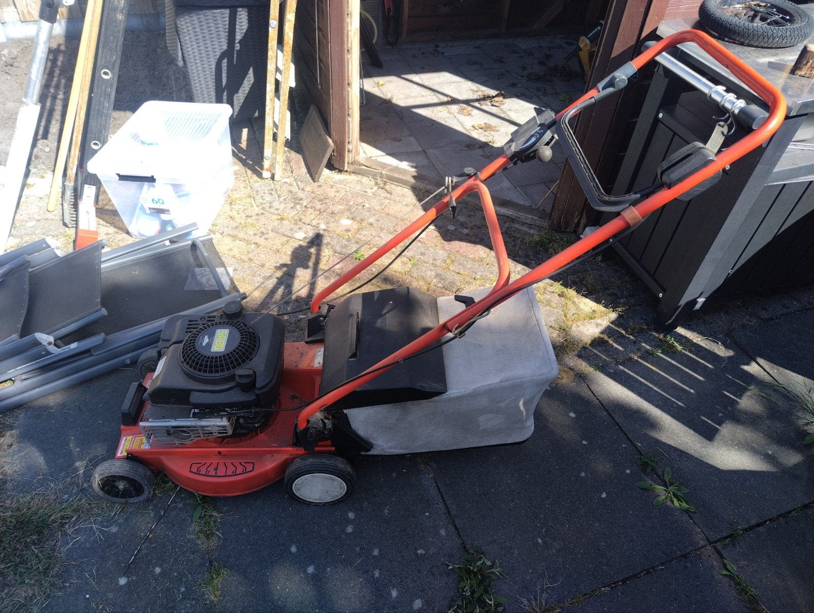 Sabo Benzine Grasmaaier - Goed Werkend, Controle 2024, Tuin en Terras, Grasmaaiers, Sabo, Cirkelmaaier, Gebruikt, Ophalen of Verzenden