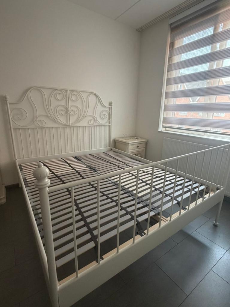 Mooi ikea tweepersoonsbed te koop, Ophalen, Wit, Tweepersoons, Zo goed als nieuw