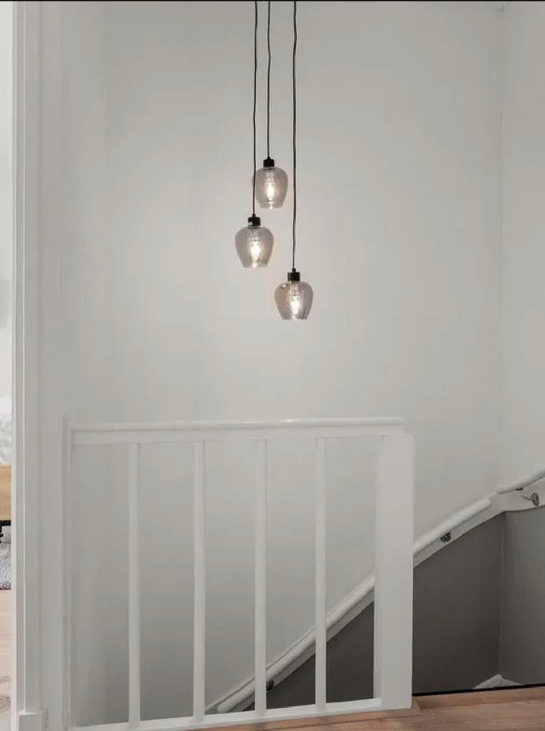 Moderne Smoked Glazen Hanglamp, Huis en Inrichting, Lampen | Hanglampen, Modern, Industrieel, Sfeervol, Ophalen of Verzenden, Zo goed als nieuw