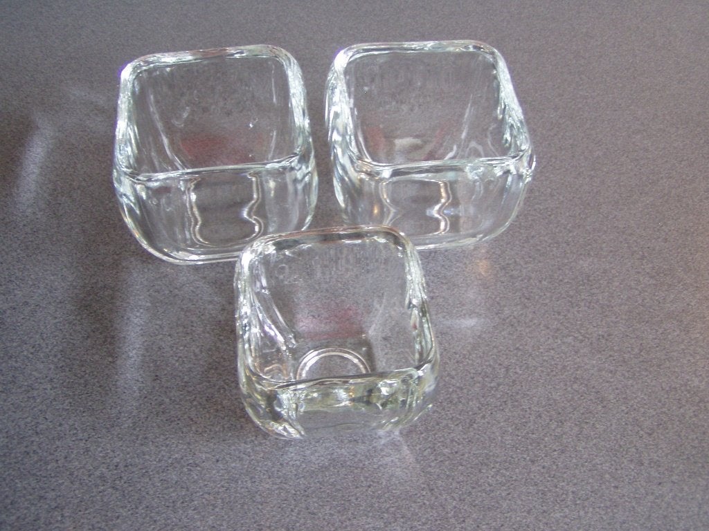 3 stuks Waxinelichthouders, 8 cm, Ophalen of Verzenden, Kandelaar, Glas