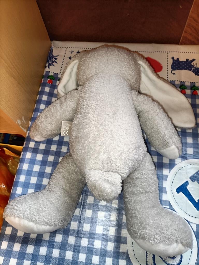 Blokker grijs konijn knuffel 36 cm groot, Ophalen of Verzenden, Zo goed als nieuw, Konijn