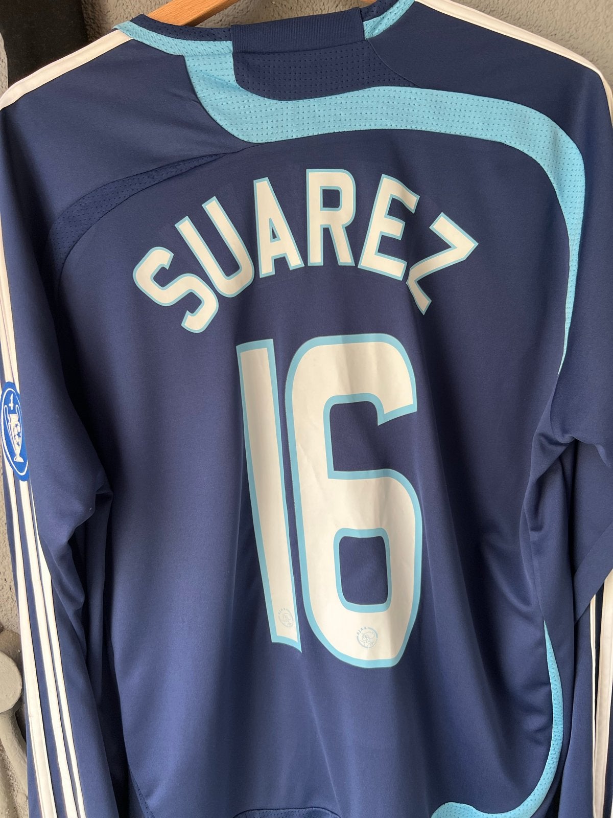 Luis Suárez Match Issued Ajax Champions League Shirt 2007/08, Maat 52/54 (L), Blauw, Ophalen of Verzenden, Voetbal