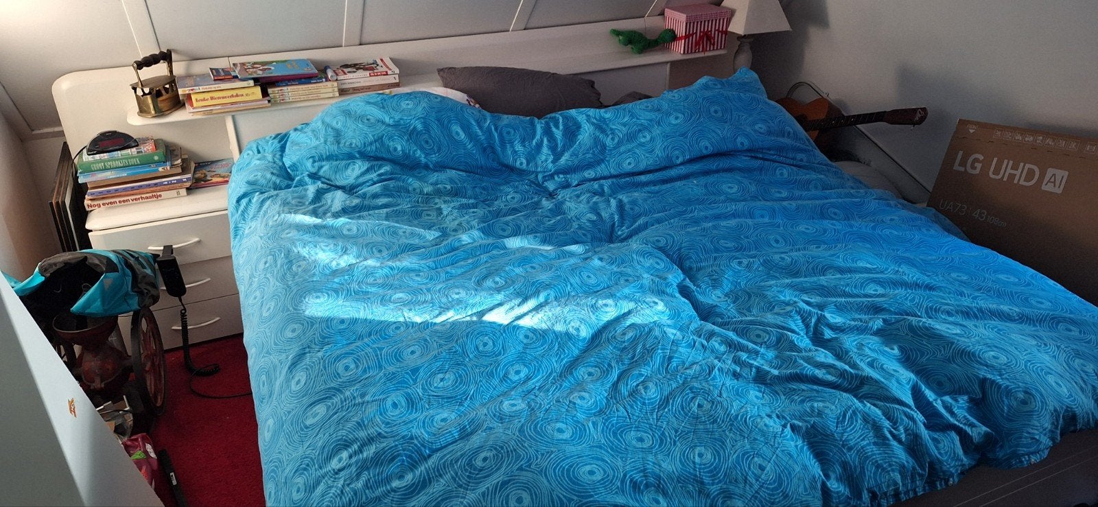Wit 2-persoons elektrisch verstelbaar bed met IKEA m, Ophalen, Overige materialen, Wit, Tweepersoons