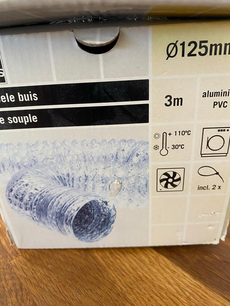 Sencys flexibele buis Ø125mm PVC 3m, Ophalen of Verzenden, Nieuw, Ventilator en Afzuiger
