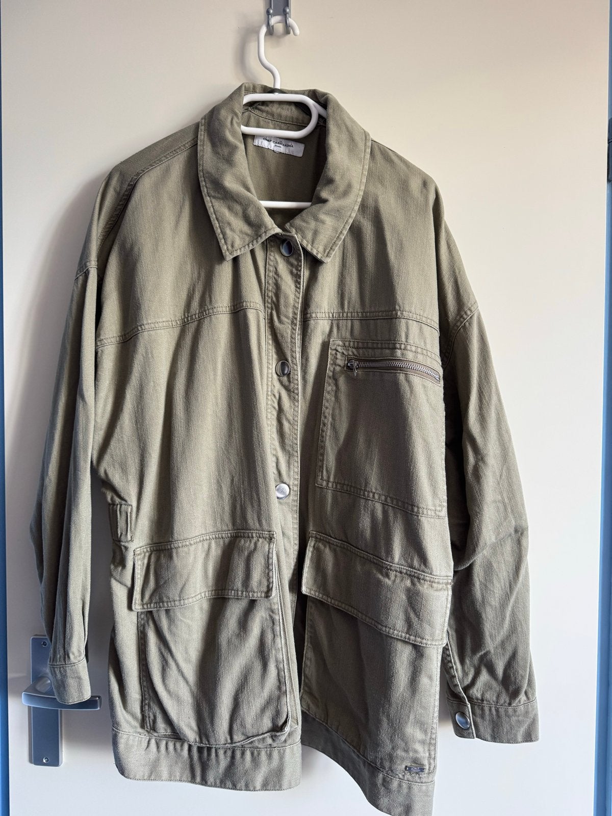 Te koop: oversized spijkerjas in kaki groen, Ophalen of Verzenden, Gedragen, Groen