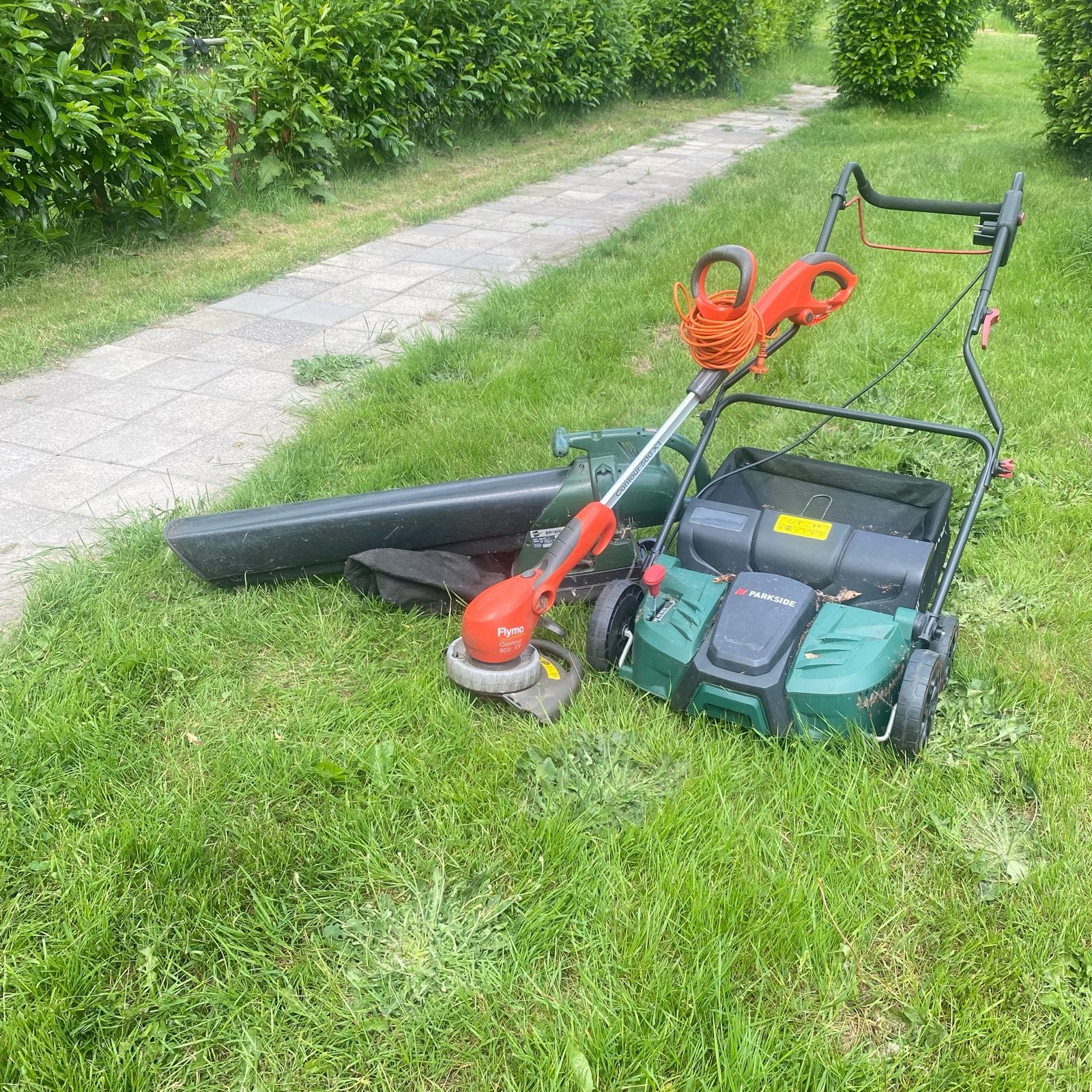 Verticuteermachine, bosmaaier en bladblazer set, Ophalen, Gebruikt, Elektrisch