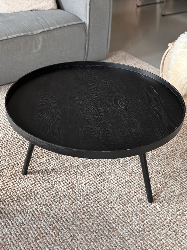 WOOOD Mesa bijzettafel Ø78 hout zwart, Ophalen, Gebruikt, Rond