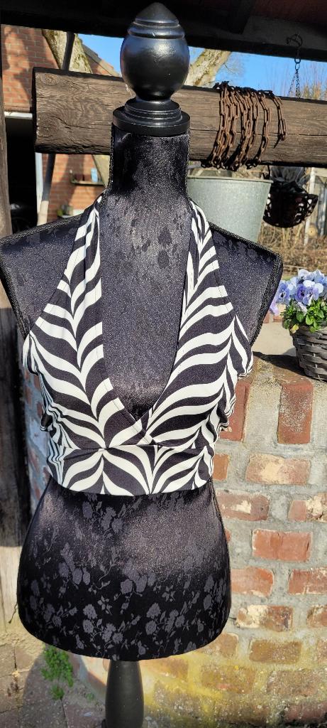 BY SWAN sexy black & white haltertop halter top maat M nieuw, Kleding | Dames, Maat 38/40 (M), By swan, Zwart, Nieuw