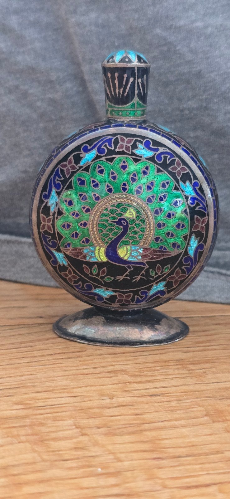 Antieke Cloisonné Fles met Pauw Decoratie, Antiek en Kunst, Ophalen