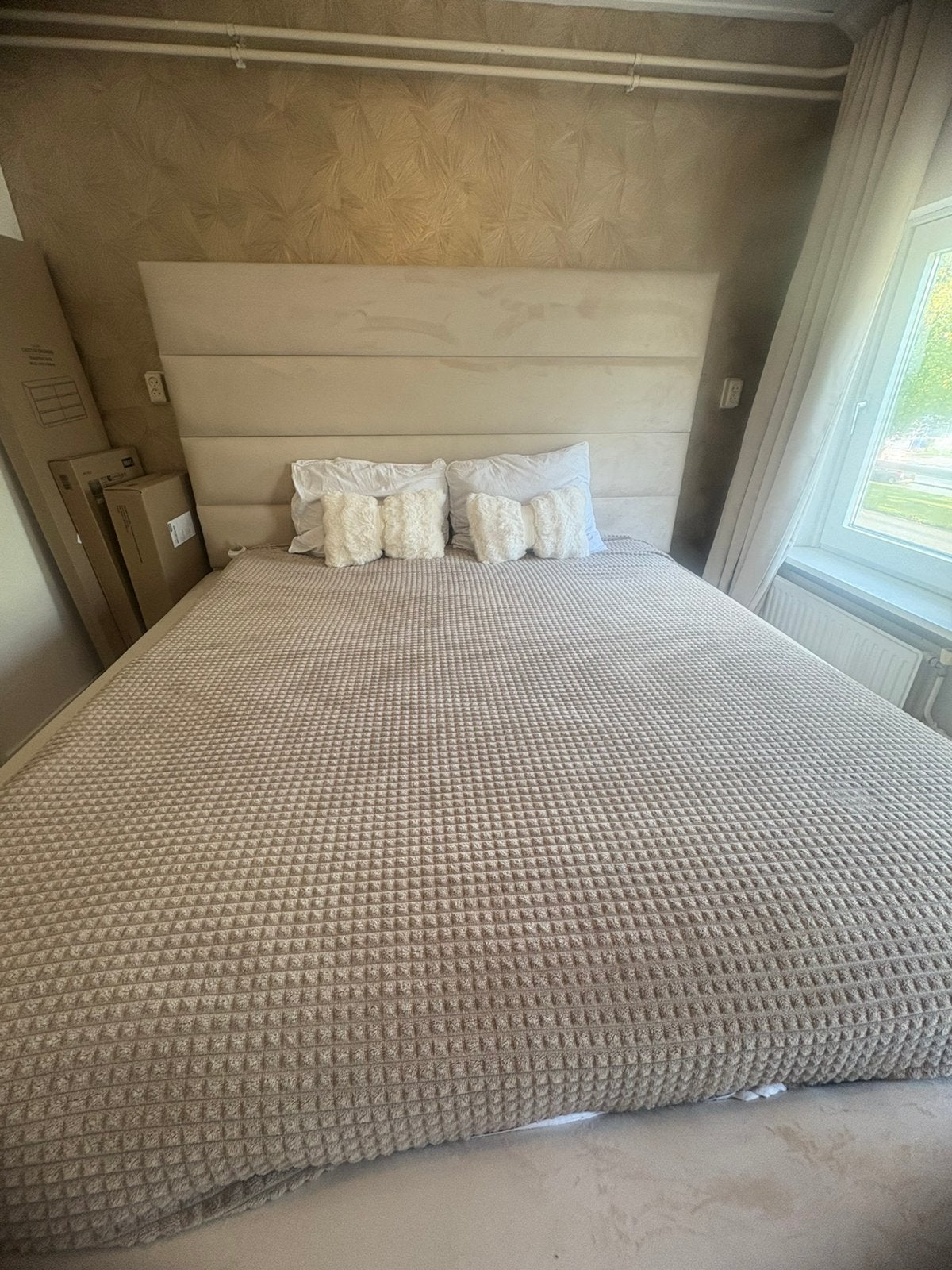 boxspring velvet beige  met opberg ruimte 180x200