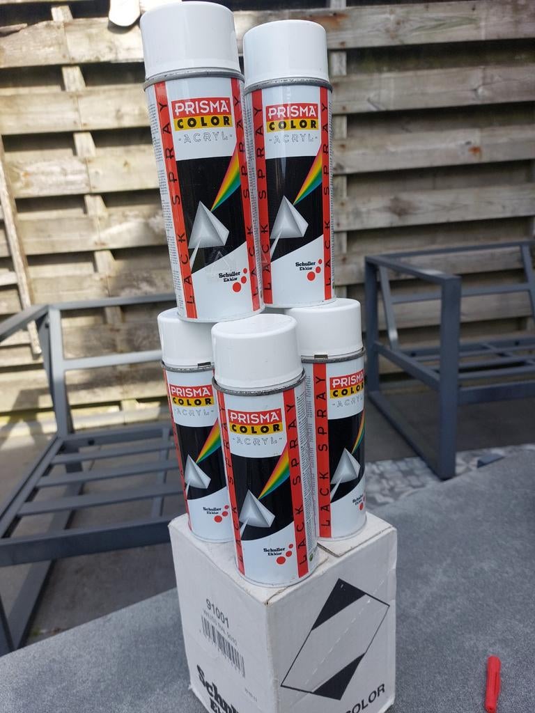 10 spuitbussen Acryl.lack9010.Prisma Color, Doe-het-zelf en Verbouw, Isolatie en Afdichting, Minder dan 4 cm, Overige materialen