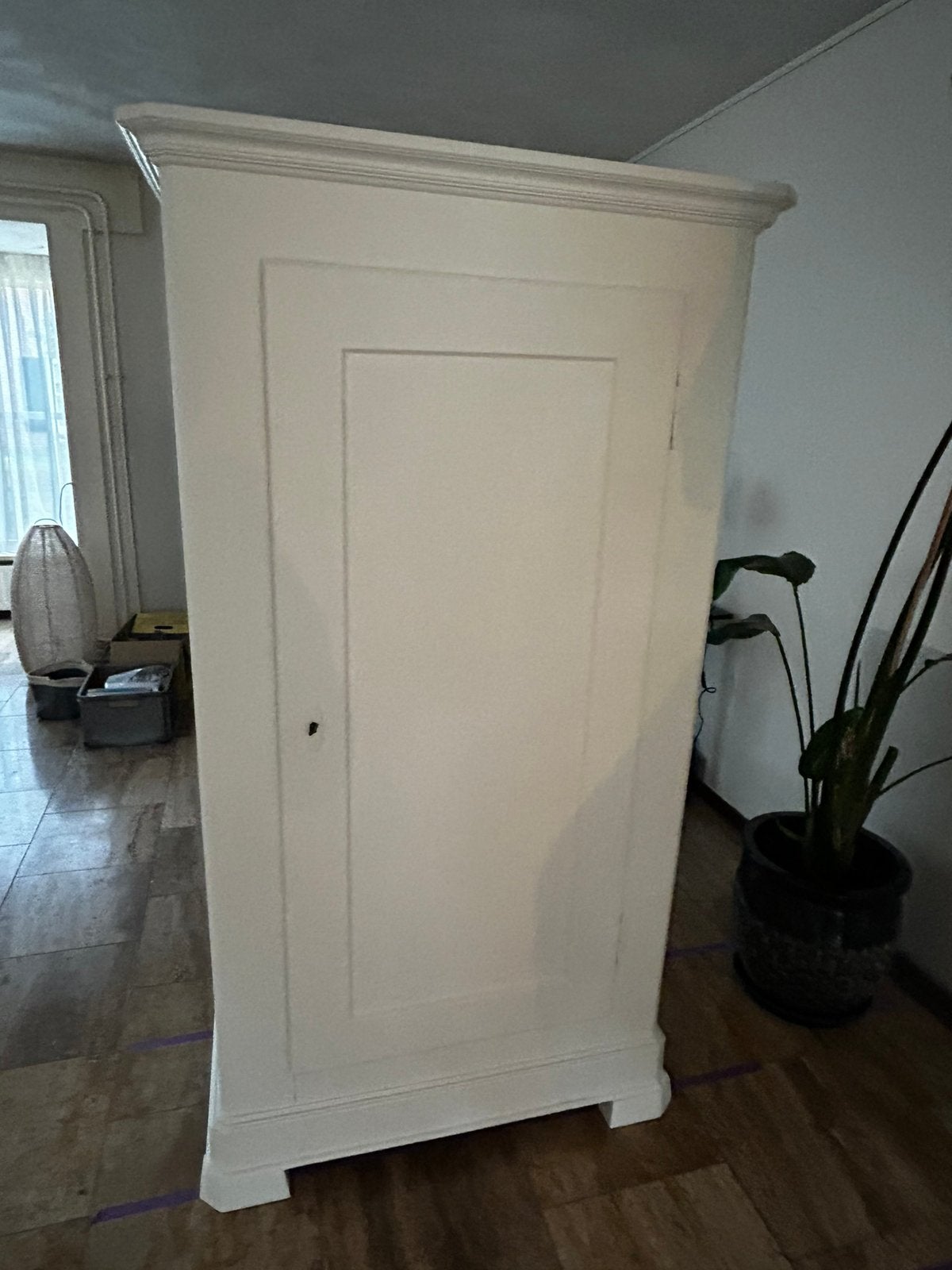 Oude landelijke linnenkast / voorraadkast wit 180x90x45, Antiek en Kunst, Ophalen of Verzenden