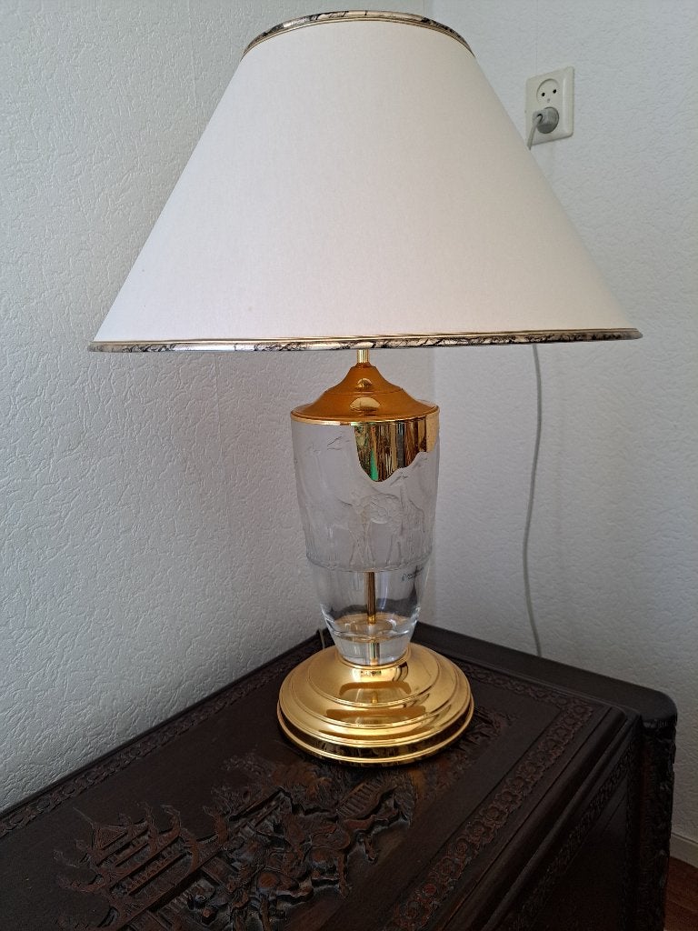 Nachtmann grote Exclusieve Tafellamp met Giraffen en Messing, Met schakelaar, Overige merken, Glas, E27 (groot)