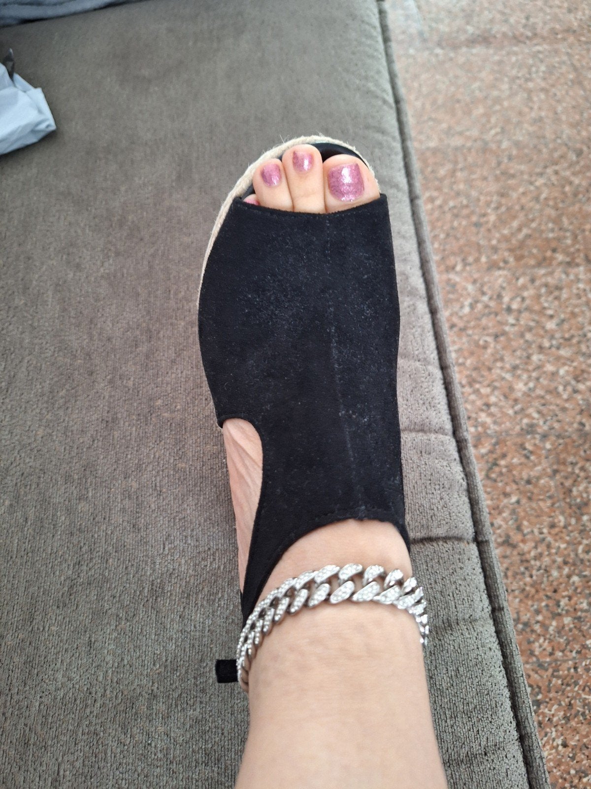 Zwarte espadrille sandalen met sleehak - Maat 39, Kleding | Dames, Schoenen, Ophalen of Verzenden, Zo goed als nieuw, Zwart, Sandalen of Muiltjes