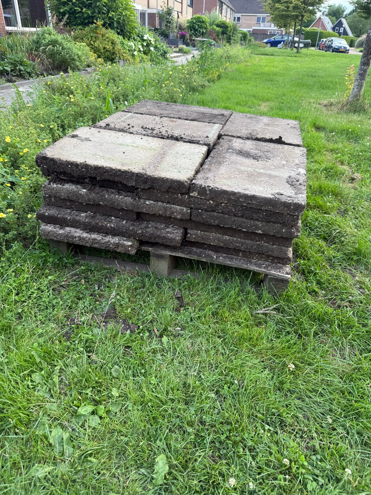 Gratis grindtegels, circa 9m2, Tuin en Terras, Tegels en Klinkers, Gebruikt, Terrastegels, Grind, 10 m² of meer, Ophalen