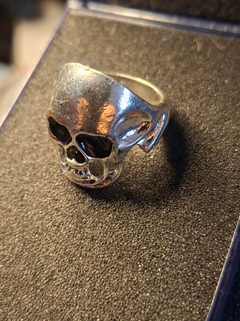 Stoere Doodshoofd Ring - Maat 19, Ophalen of Verzenden