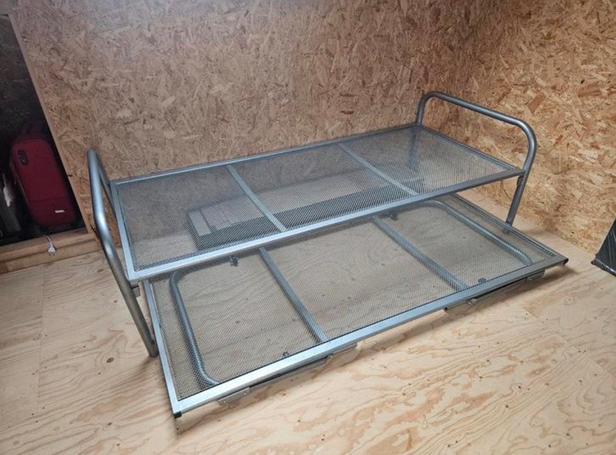 Uitschuifbaar bedframe met twee bedden - Metaal, Ophalen, Gebruikt, 90 cm, Eenpersoons