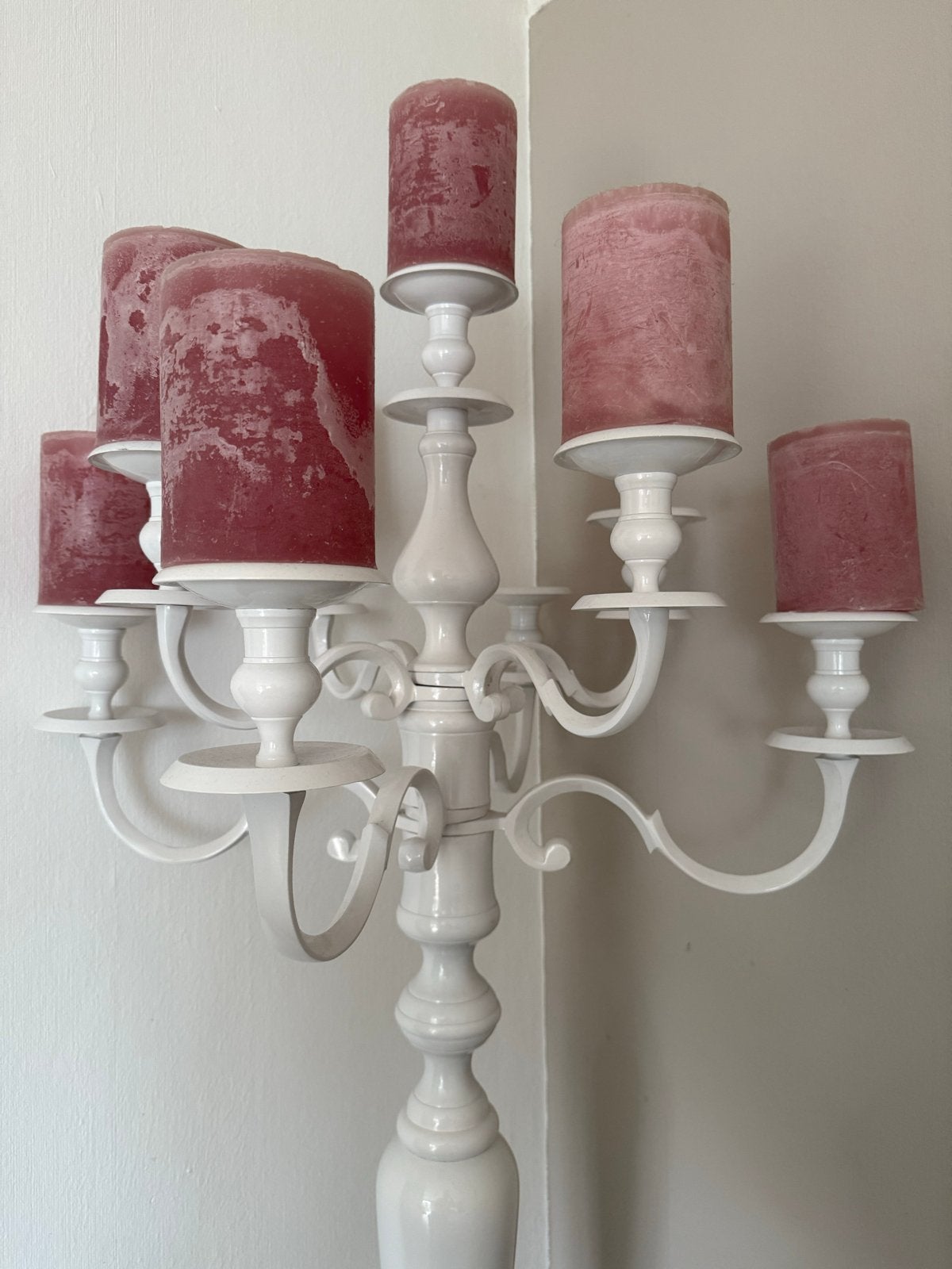 Grote Witte Vloerkandelaar - 180 cm Hoog, Huis en Inrichting, Woonaccessoires | Kandelaars en Kaarsen, Ophalen, Wit, Zo goed als nieuw