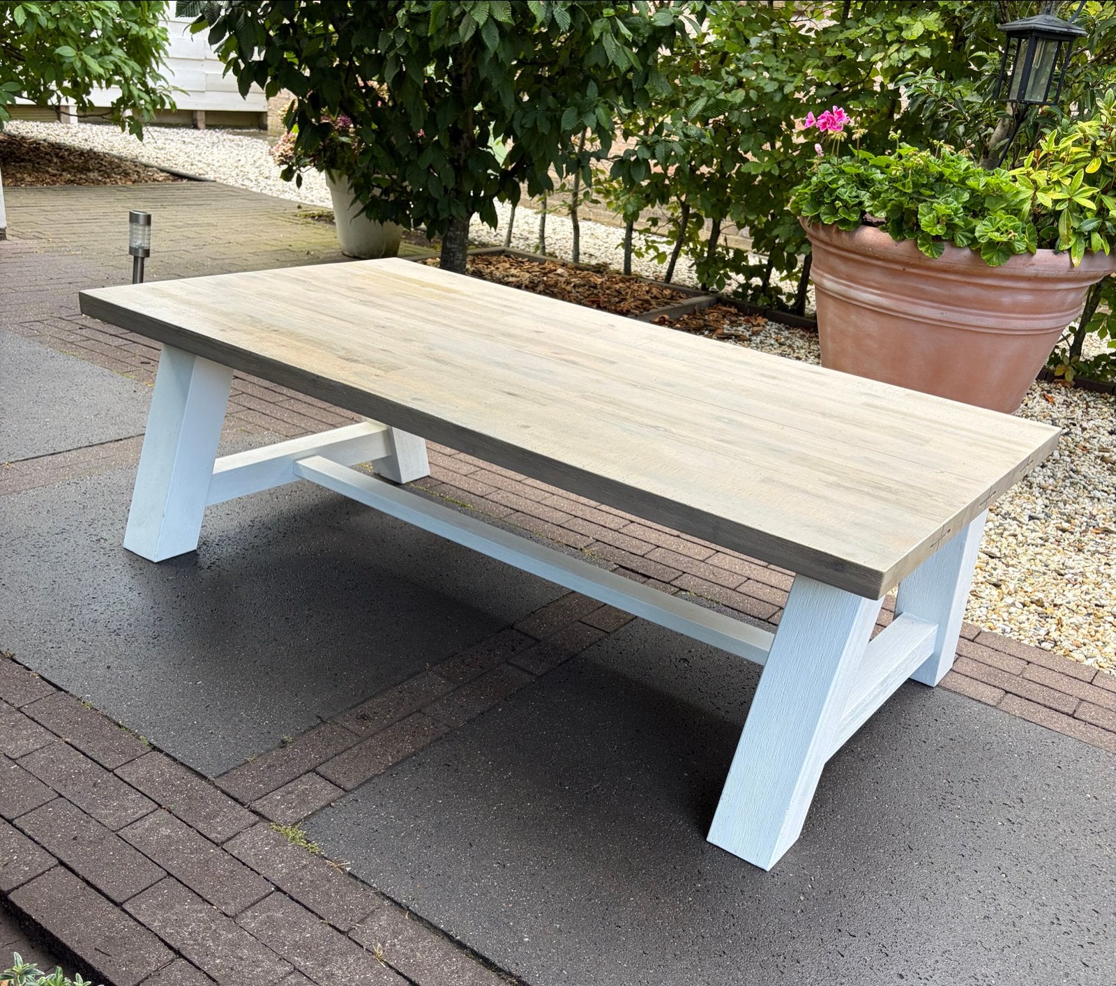 Robuuste houten salontafel - 140x75x45 cm, Huis en Inrichting, Tafels | Salontafels, Ophalen, Gebruikt, 100 tot 150 cm, 50 tot 100 cm