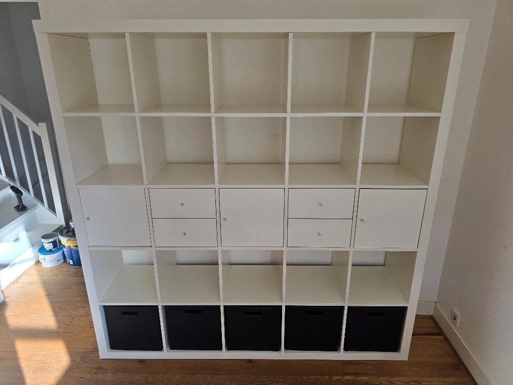 Vakkenkast Kallax (Ikea) met 25 vakken, Ophalen, Gebruikt, 150 tot 200 cm, 150 tot 200 cm