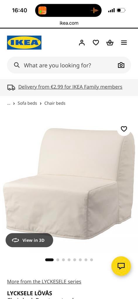 Chair Sofa bed ikea, Ophalen, Zo goed als nieuw, Eenpersoons, Minder dan 150 cm