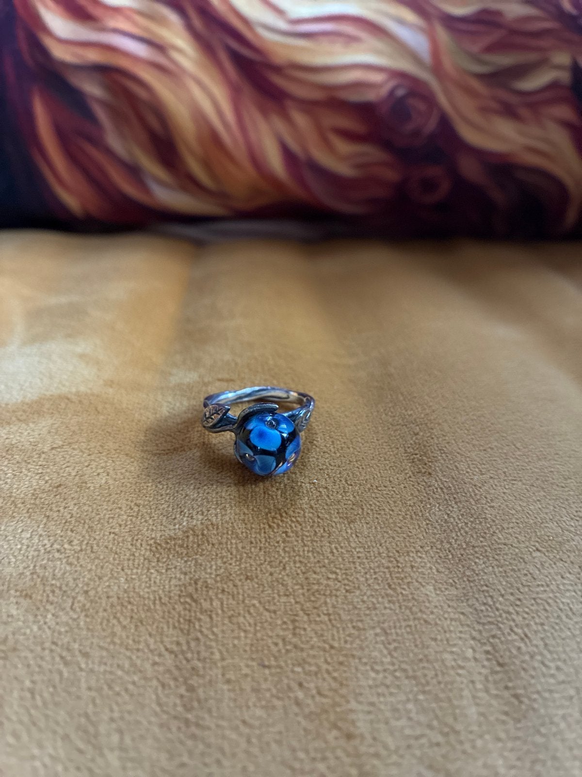 Trollbeads Zilveren Ring met Blauwe Kraal, Ophalen, Blauw, Zo goed als nieuw, 17 tot 18
