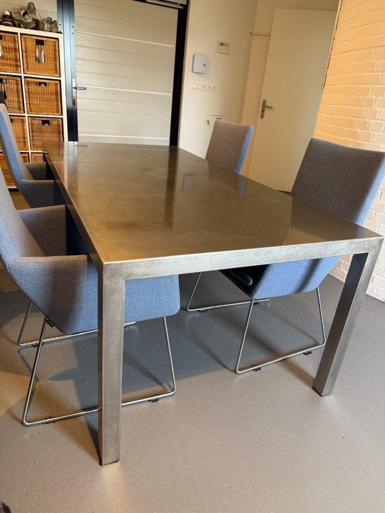 Eettafel en stoelen Gerard van den Berg, Ophalen, Gebruikt, 200 cm of meer, 50 tot 100 cm