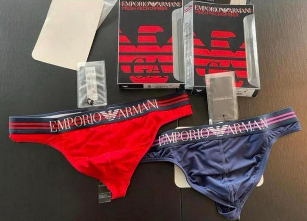 Emporio Armani Microfiber Mesh String, Verzenden, Paars, Slip