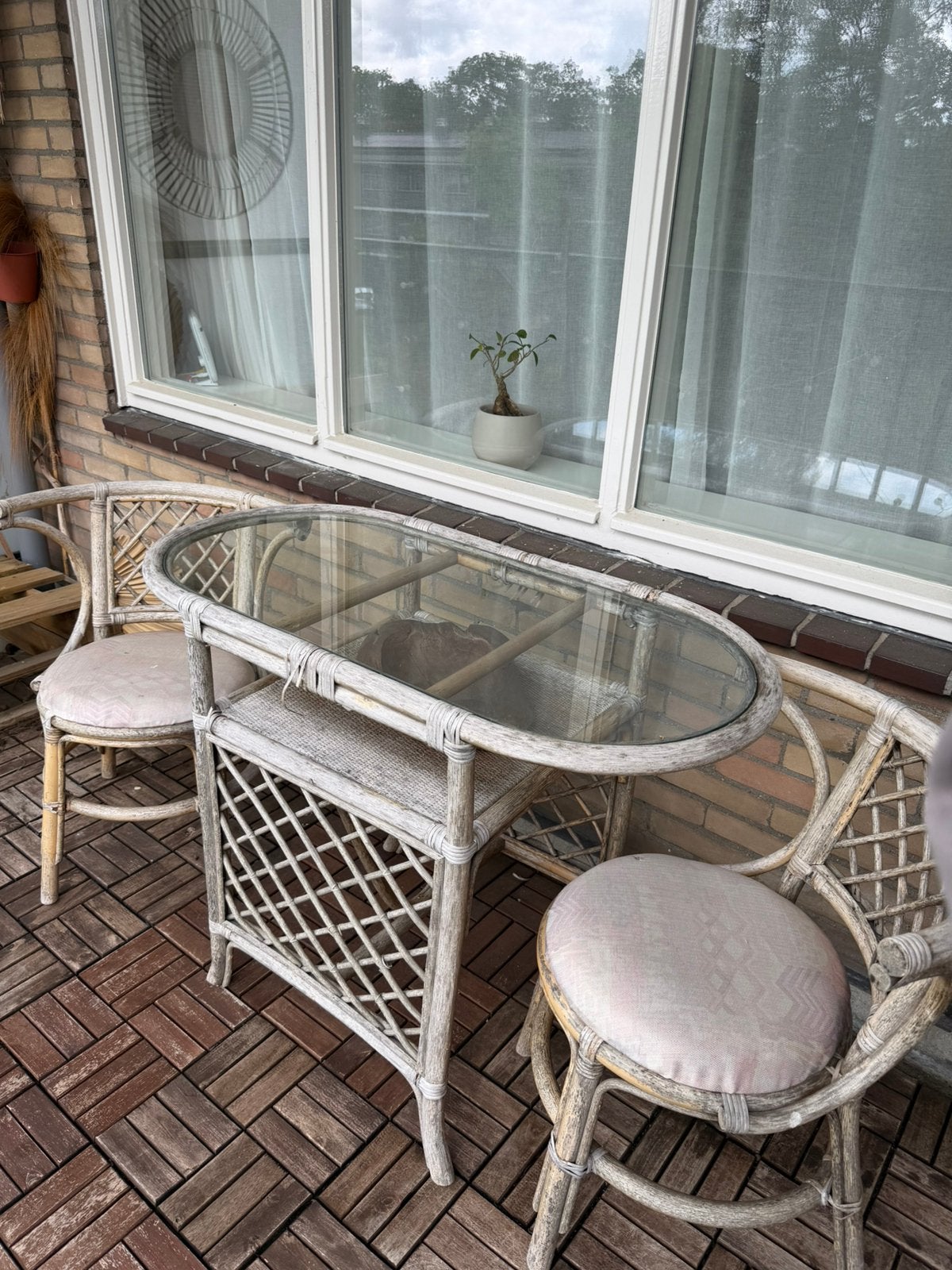 Vintage Bistroset / balkonset, Ophalen, Gebruikt, Overige materialen, 2 zitplaatsen