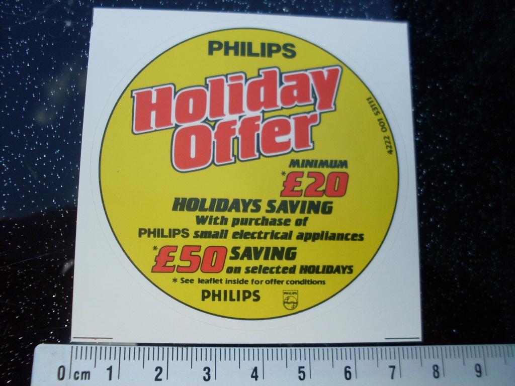 sticker philips holiday offer small electrical logo, Verzamelen, Stickers, Verzenden, Zo goed als nieuw, Merk