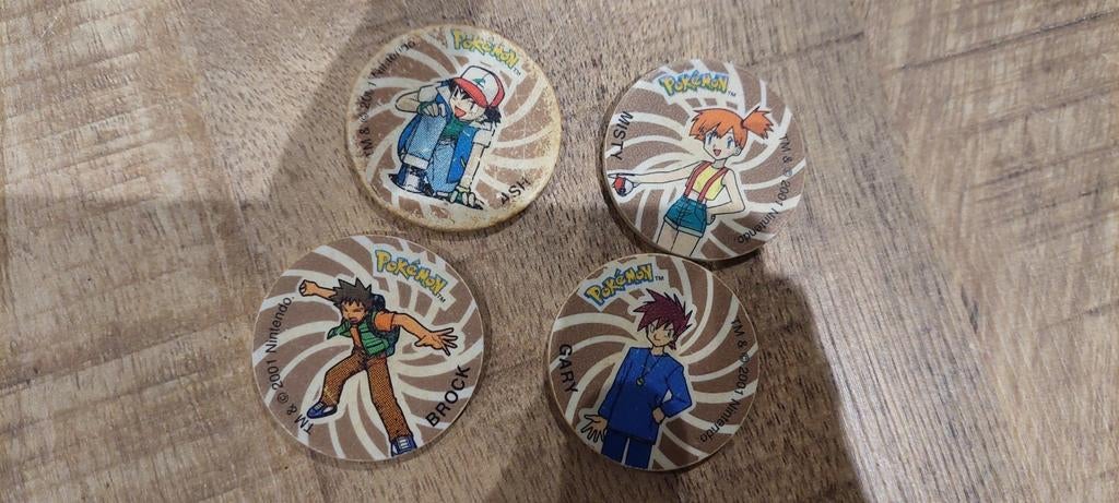 Pokémon Flippo's - Brock, Gary, Ash, Misty & Slammers, Verzamelen, Flippo's, Ophalen of Verzenden, Losse flippo's