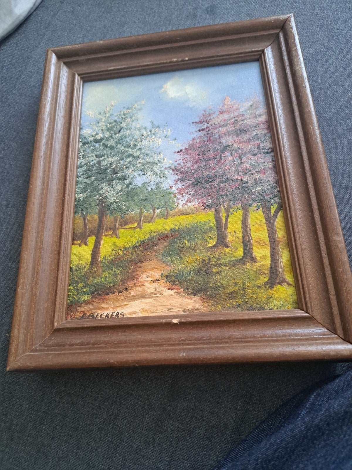 Schilderij Landschap met Bomen en Pad, Ophalen of Verzenden