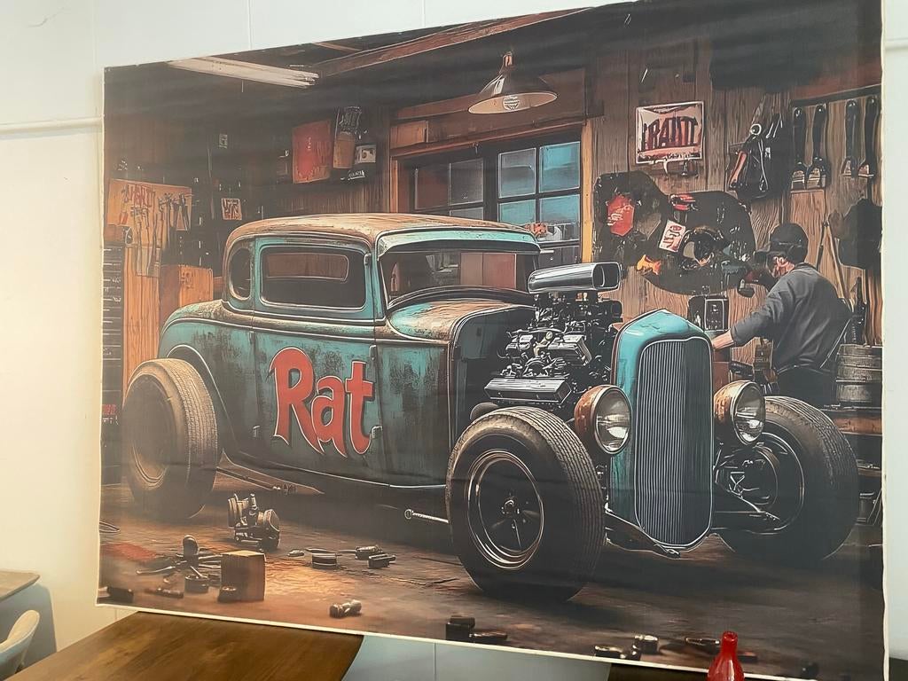 Mega wanddecoratie 230x180 cm canvas print rat rod, Ophalen, Industrieel, Meerkleurig, Nieuw