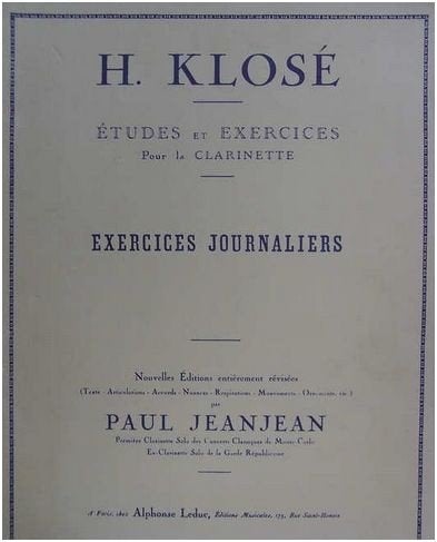 Klarinet: H. Klosé Exercises journaliers clarinette-Jeanjean, Muziek en Instrumenten, Bladmuziek, Gebruikt, Klassiek, Les of Cursus