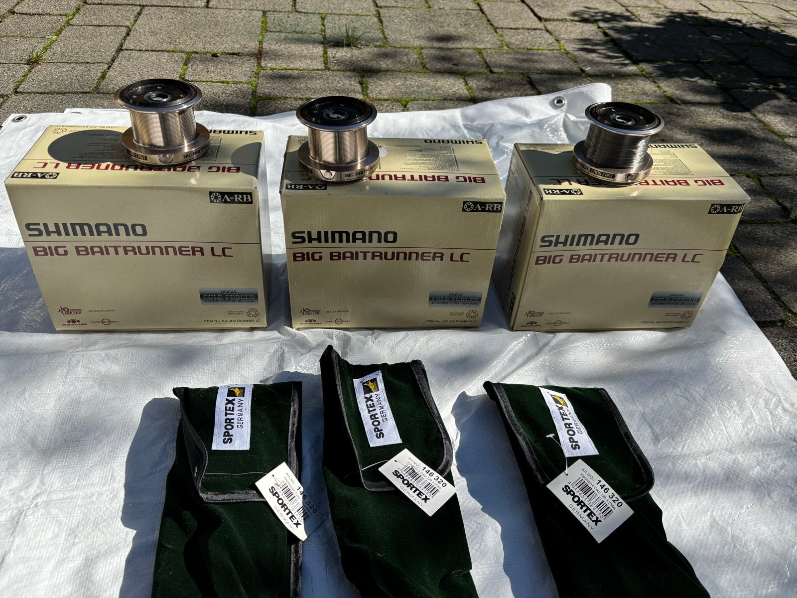 3x Sportex Impressive Carp 12ft 3.25lb + 3x Shimano Big Bait, Ophalen, Zo goed als nieuw, Complete set