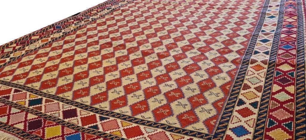Perzisch tapijt Kelim Soumak 295 x 200/Handgeweven wol kilim, Www.simatapijten.nl, 150 tot 200 cm, Ophalen of Verzenden, Info@simatapijten.nl