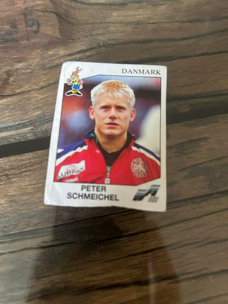 Peter Schmeichel Panini Sticker EURO '92 - Denemarken, Ophalen of Verzenden, Gebruikt, Sport